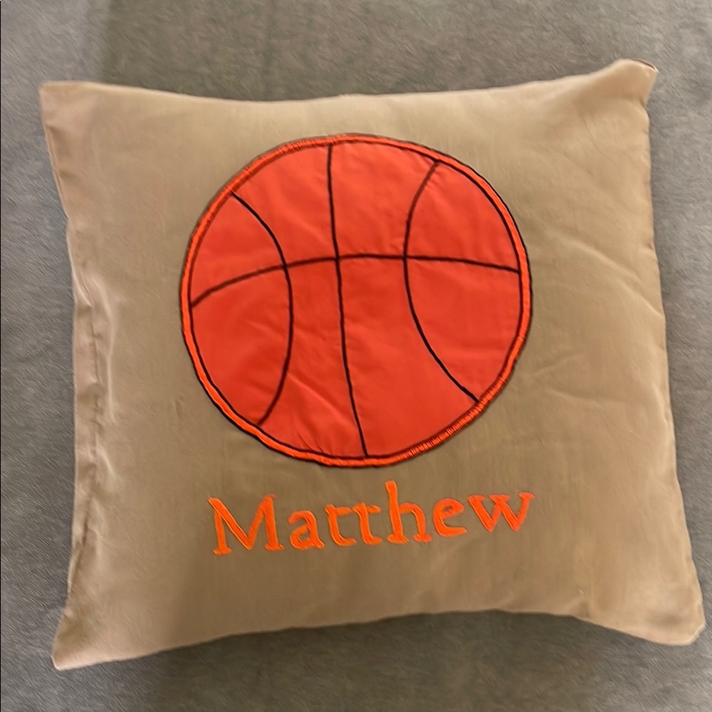 Personalized “Matthew” Basketball Pillow with Orange Embroidery